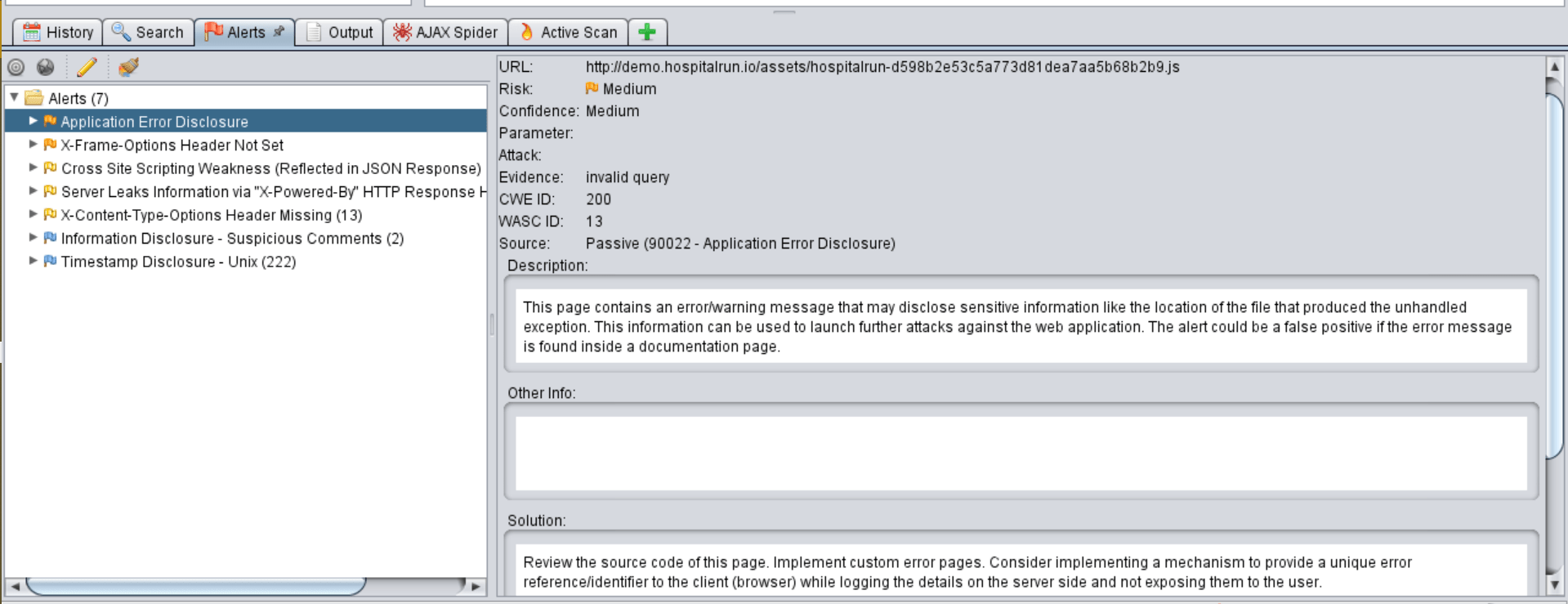 Test in Healthcare  Application using ZAP Tool Spritle software