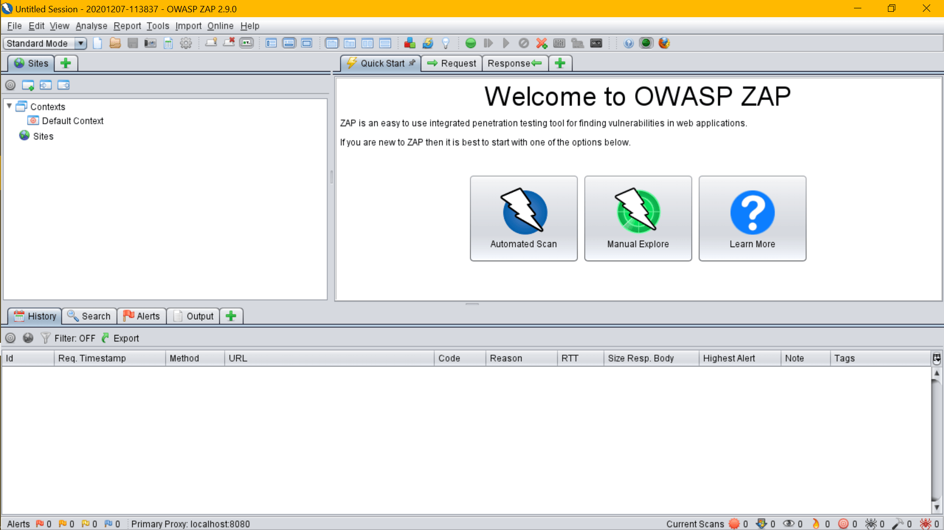 Test in Healthcare  Application using ZAP Tool Spritle software